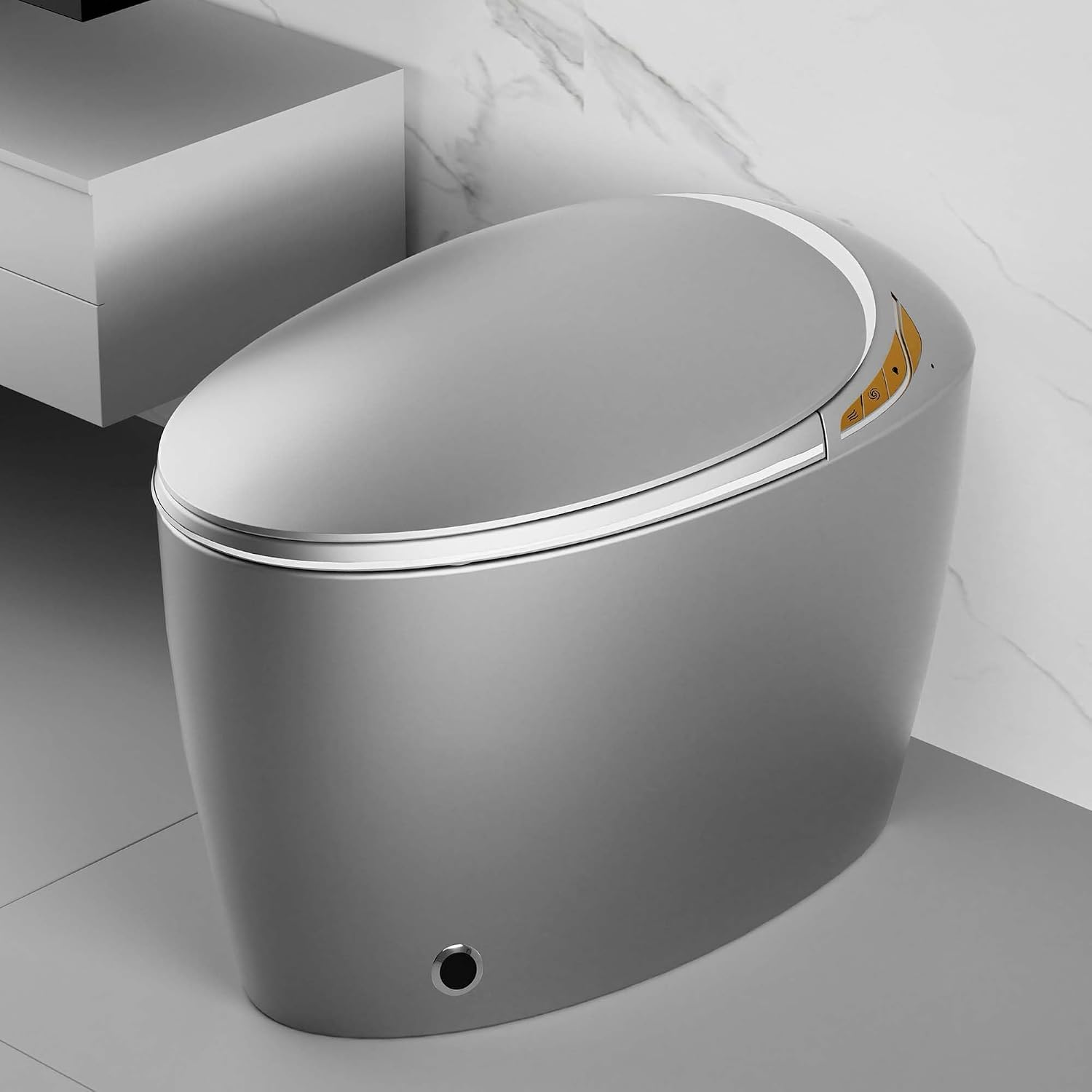 Black Smart Toilet with Bidet Built In, Luxury Elongated Electric Toilet with Heated Seat&Foot Sensor, 1.28 GPF Dual Flush, Auto Open/Close Seat, Warm Water&Dryer, Multiple Washing Modes (Grey)
