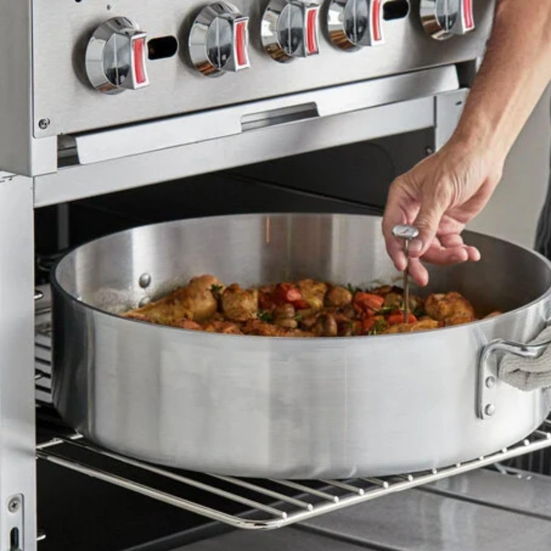 Soro Essentials- 40 Qt. Heavy Duty Brazier Pan with Cover- Round Braiser Pan Flat Cooking Surface Even Heating Cookware Perfect for Frying Stir-frying Stewing Cooking