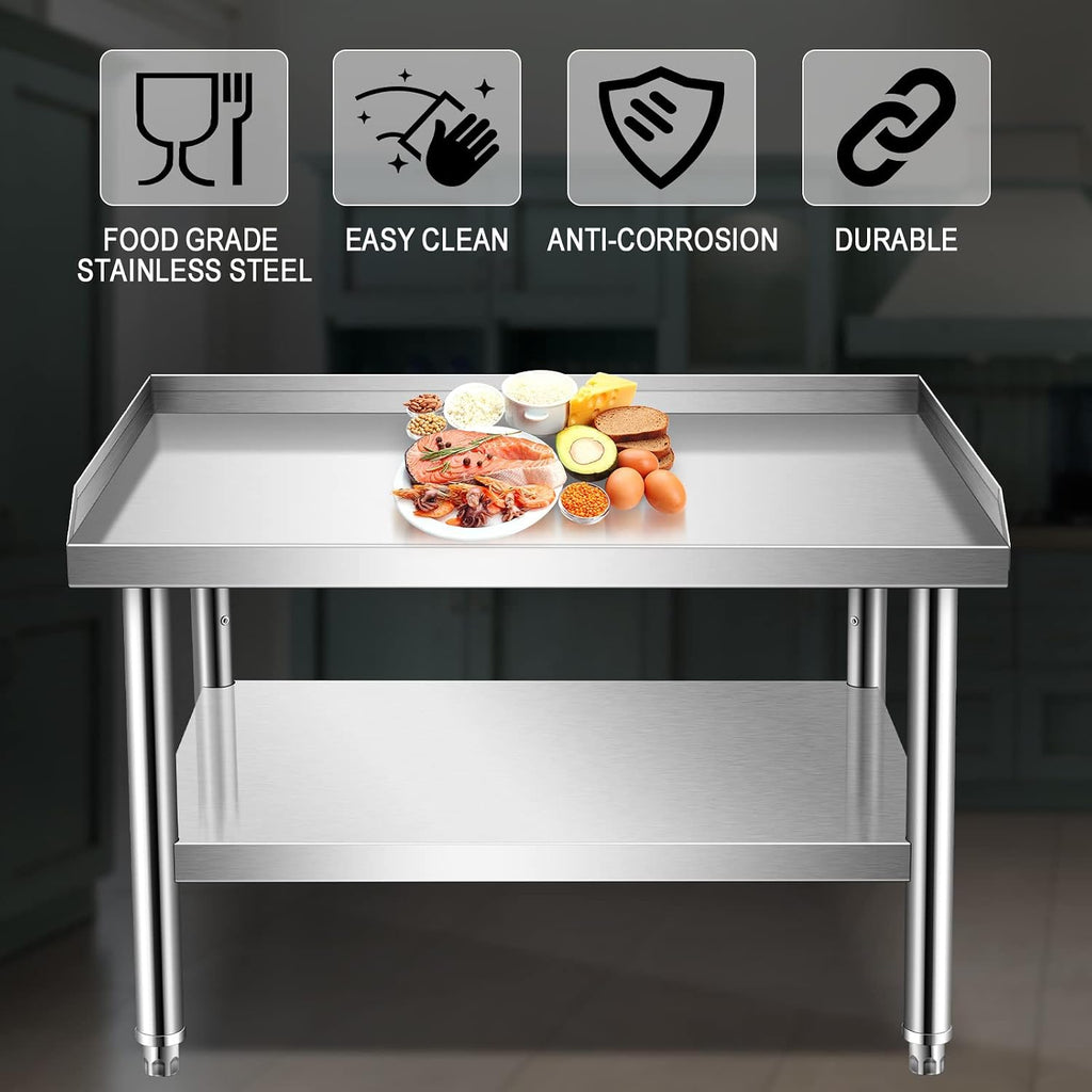 36' x 30' Stainless Steel Equipment Grill Stand with Undershelf, Heavy Duty Griddle Stand Table for Kitchen, Bar, Restaurant, Home and Hotel