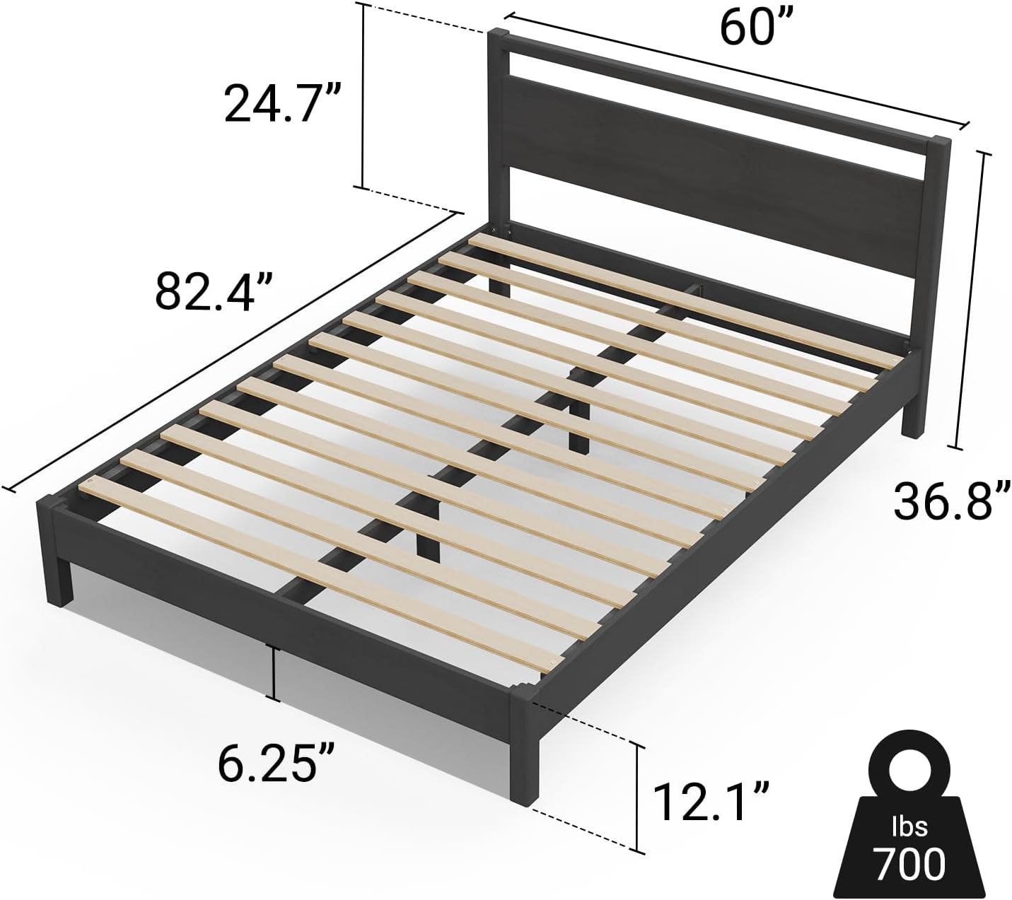 LIFEMENT Signature Wood Platform Bed Frame with Headboard, Essential, Noise Free, Under Bed Storage, No Box Spring Needed, Easy Assembly (Black, Queen (U.S. Standard))
