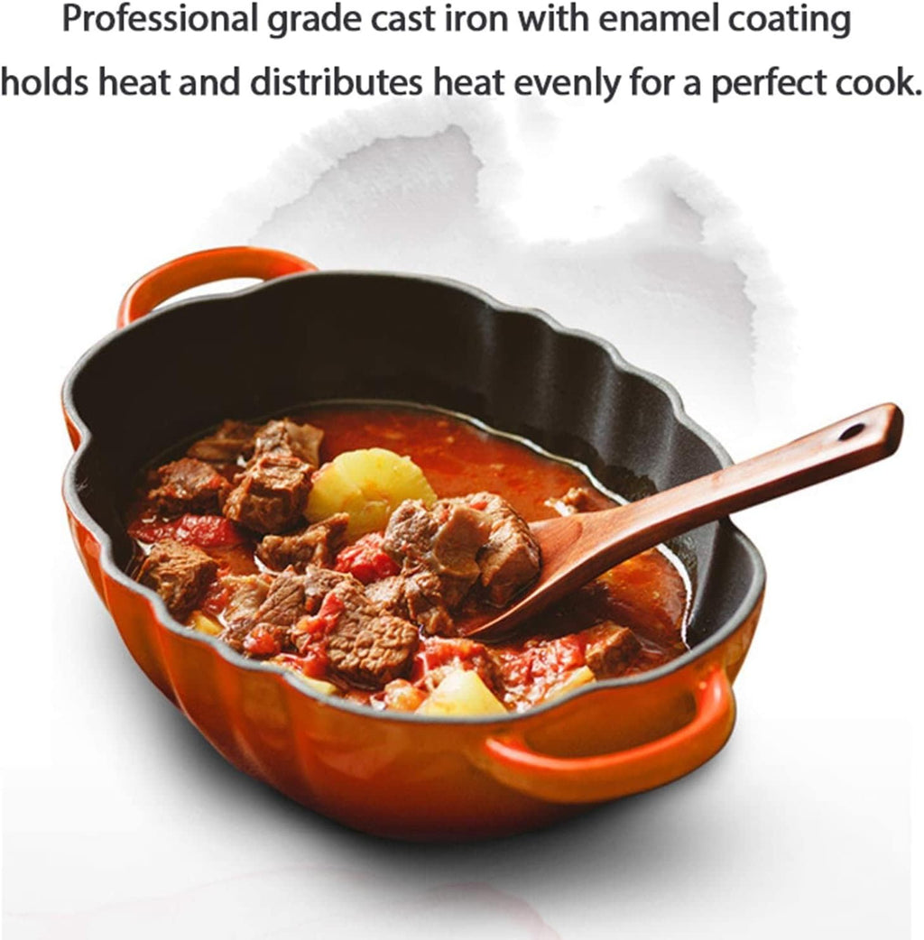 Induction Enameled Cast Iron Dutch Oven Gas Stoves Tomato-Shaped Braiser Nonstick Dual Handles with Lid for 3-5 People