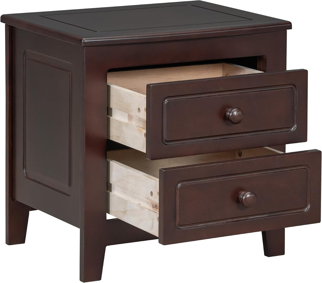 Harper & Bright Designs 3-Piece Full Bedroom Set, Retro Style Wooden Bedroom Furniture Set with Full Size Bed Frame and Two Nightstands for Kids Teens Adults Bedroom, Dark Walnut