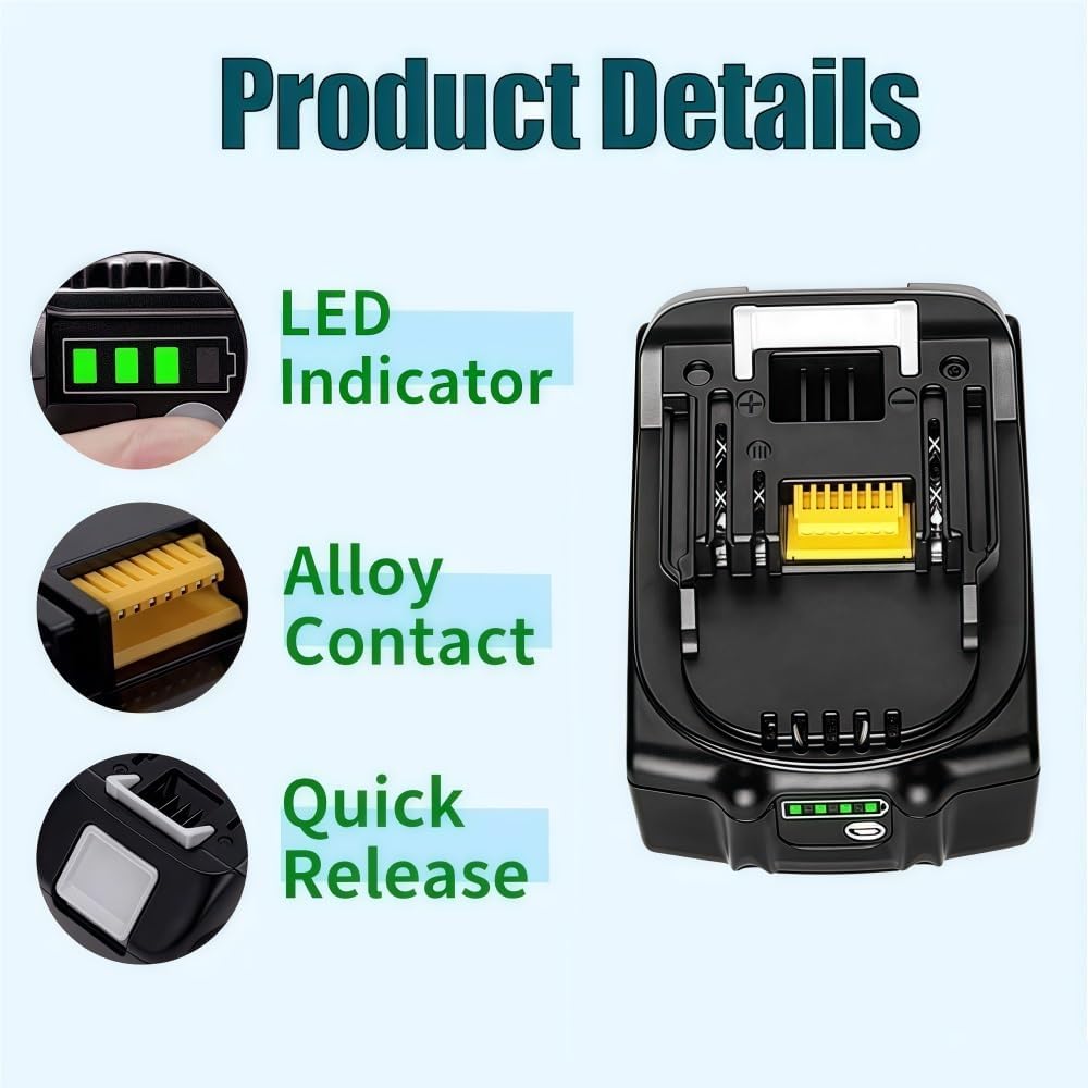 18V Li-ion Battery Compatible with LXT BL1860B BL1850B Replacement for BL1830B BL1840B LXT400 Cordless Circular Saw Angle Grinder & Blower High Capacity(1PCS-12.0Ah)