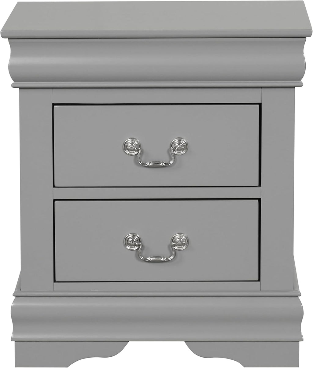 Furniture of America Louis Philippe Traditional Solid Wood 3 Piece Bedroom Set, Bed Frame, Nightstand, and Chest, Sleigh Design Bedframe with Headboard and Footboard, Box Spring Needed, Twin, Gray