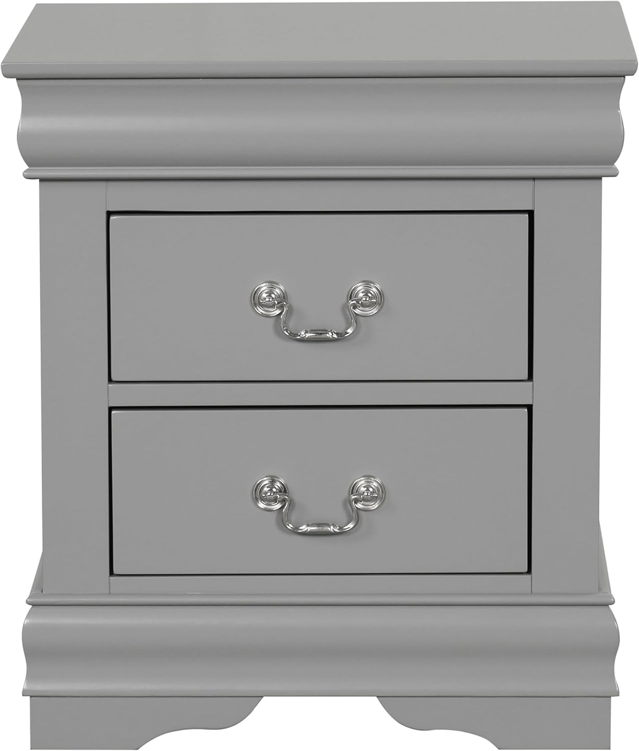Furniture of America Louis Philippe Traditional Solid Wood 3 Piece Bedroom Set, Bed Frame, Nightstand, and Chest, Sleigh Design Bedframe with Headboard and Footboard, Box Spring Needed, Twin, Gray
