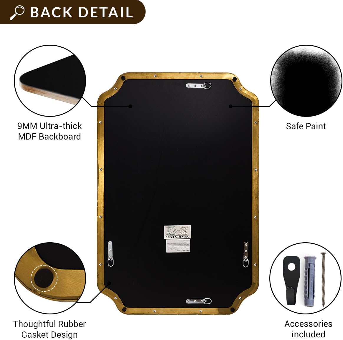 ANDY STAR Brushed Gold Mirror, 22'x30' Bathroom Vanity Mirror, Rounded Rectangle Bathroom Mirror with Rust-Proof Stainless Steel 1' Frame, Wall Mounts Horizontally or Vertically