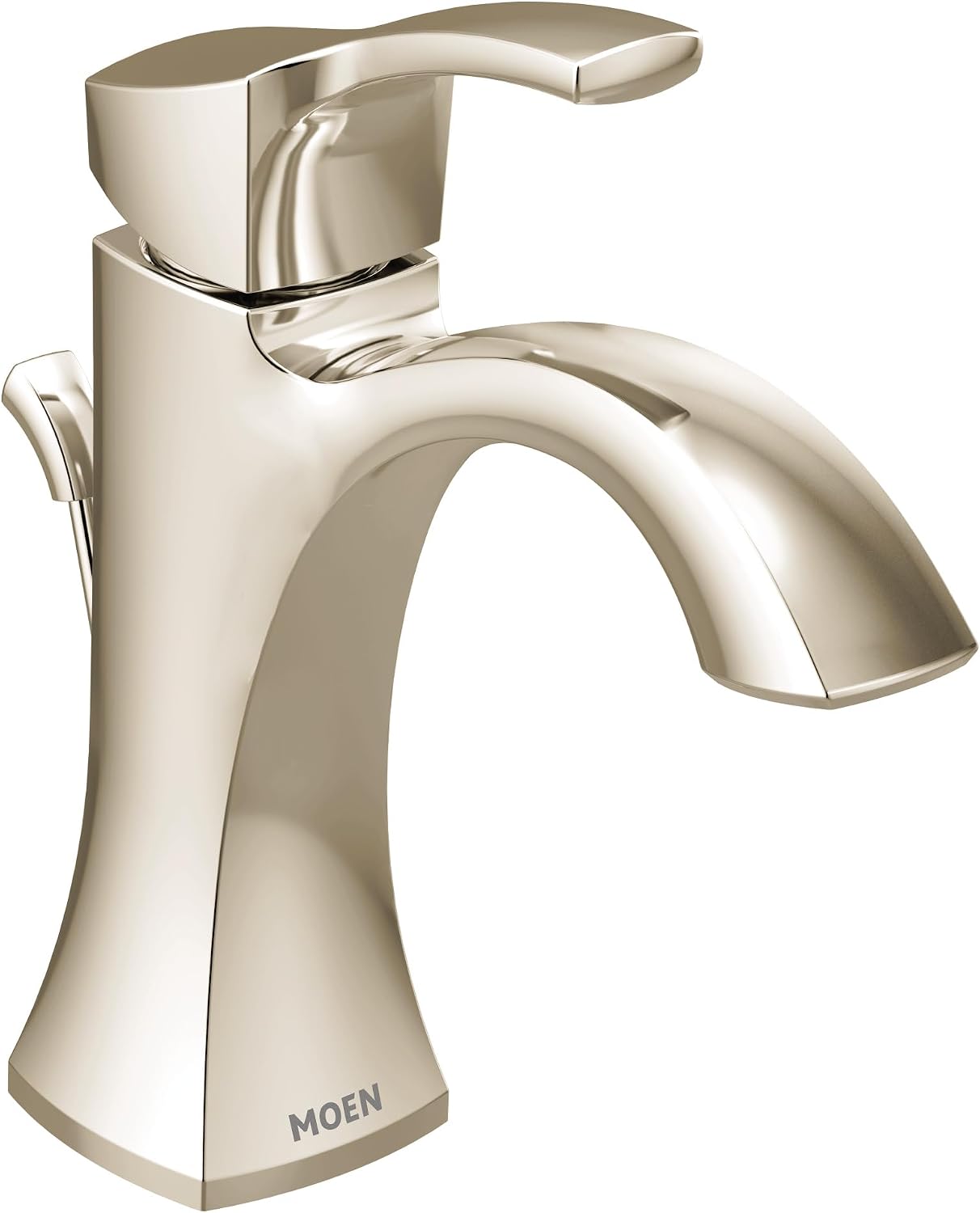 Moen Voss Polished Nickel One-Handle Single Hole Bathroom Sink Faucet with Optional Deckplate, 6903NL