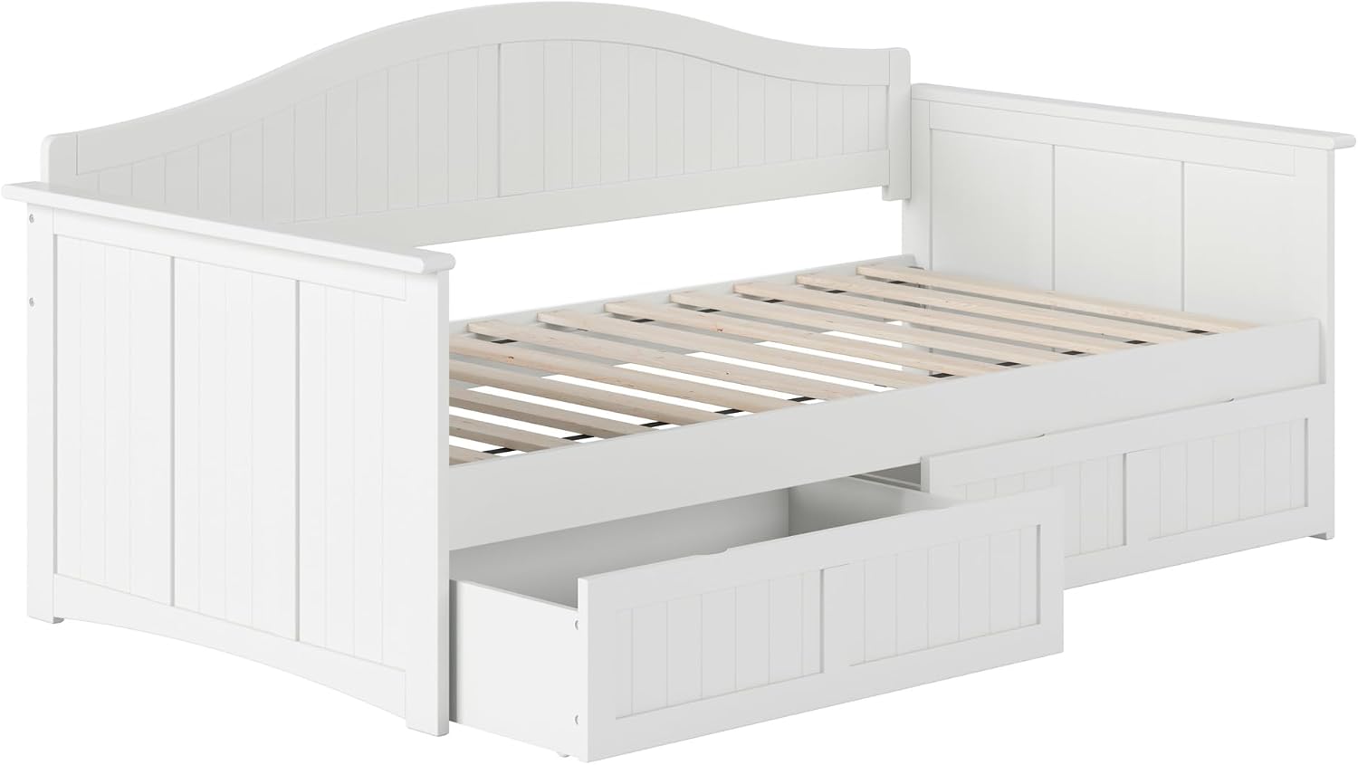 AFI, Nantucket Twin Size Wood Daybed Frame with 2 Storage Drawers, White