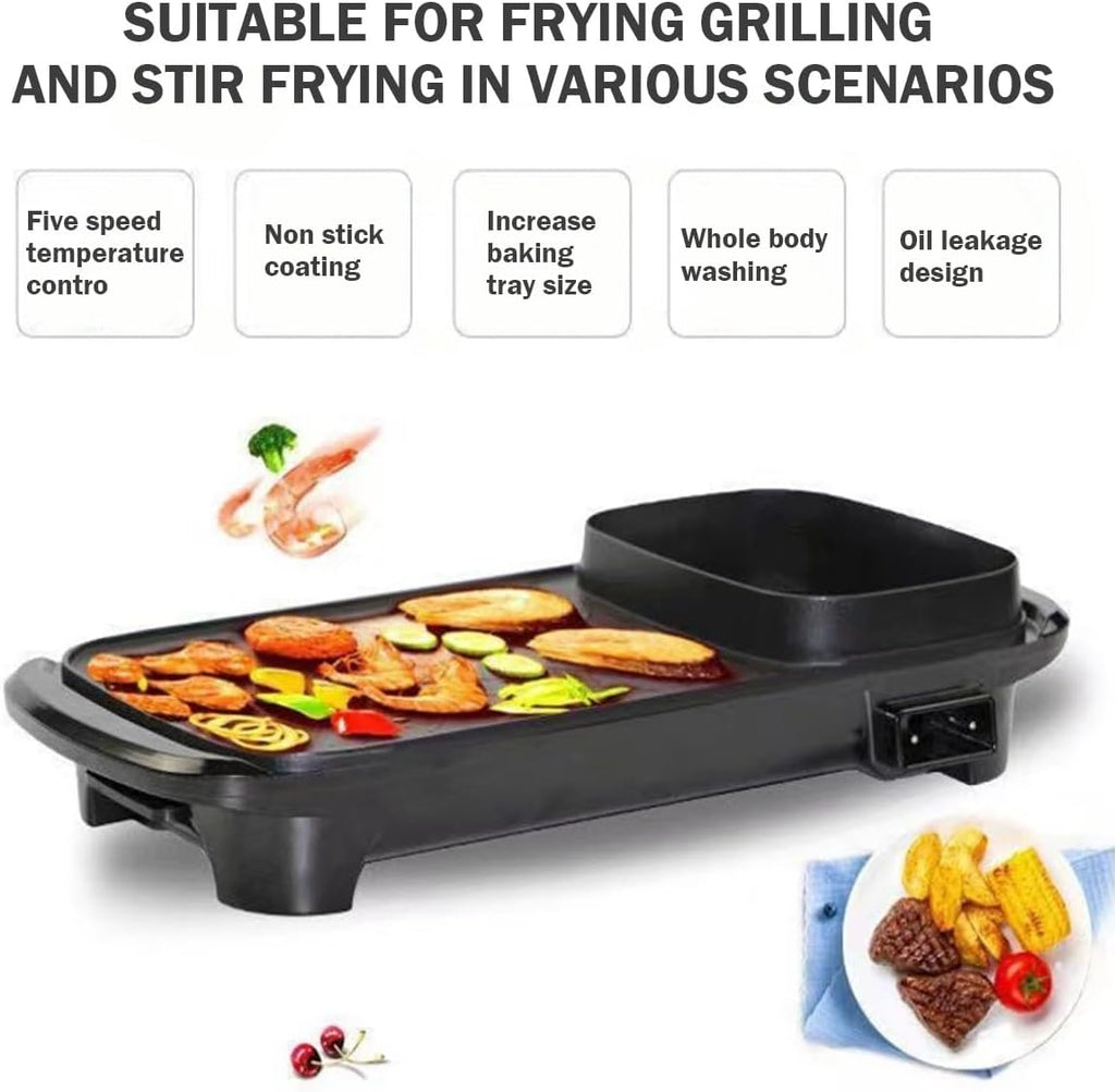 Electric Flat Top Grill, Electric Griddle, Flattop Grills Indoor Safely Washable, Suitable for Frying Grilling Stir Frying(Black,45 * 22 * 8)
