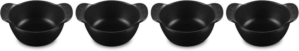Le Creuset Enameled Cast Iron Gourmand Collection Set of 4 Mini Round Cocotte, .3 qt., Matte Black