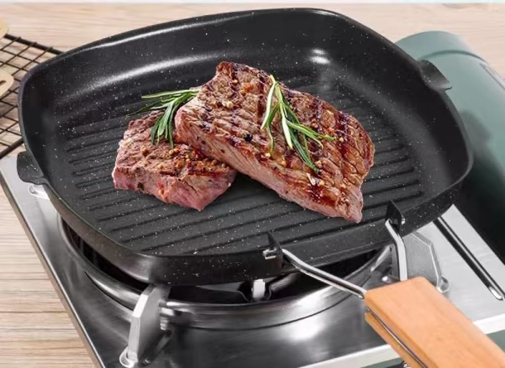 Steak Frying Pan Non-Stick Griddle Pan for Gas Square Grill Pan Cast Iron Square Grill Pan/Fat-Free Fryer Griddle Pans Non-Stick Frying pan, Medical Stone Frying pan, Frying pan-28cm (20cm)