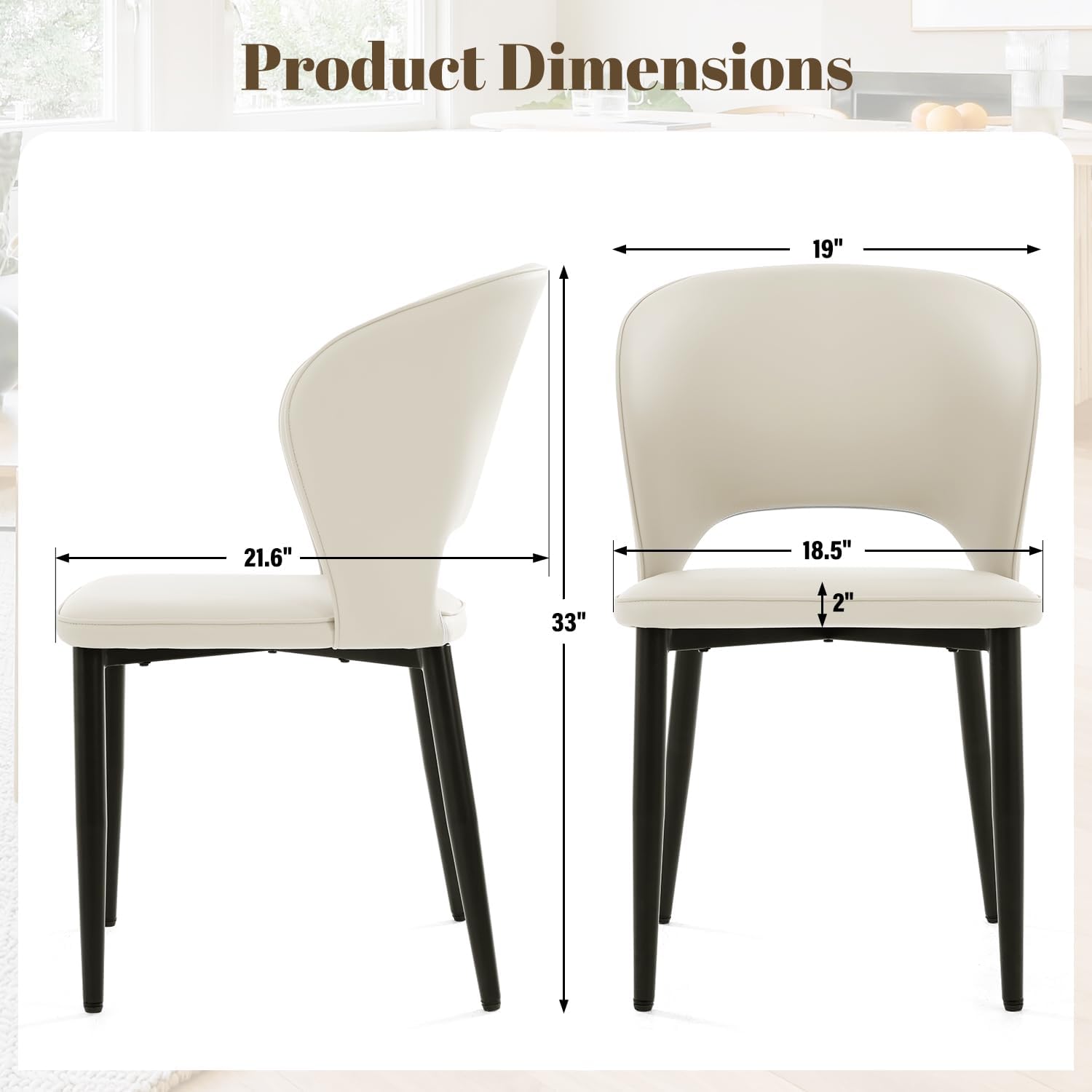 Homcosan Dining Chairs Set of 4, Modern Kitchen Chairs with Cross Structure & Exquisite Piping Design, Easy Assembly, Faux Leather Dining Room Chairs for Living Room Lounge, Bedroom, Beige