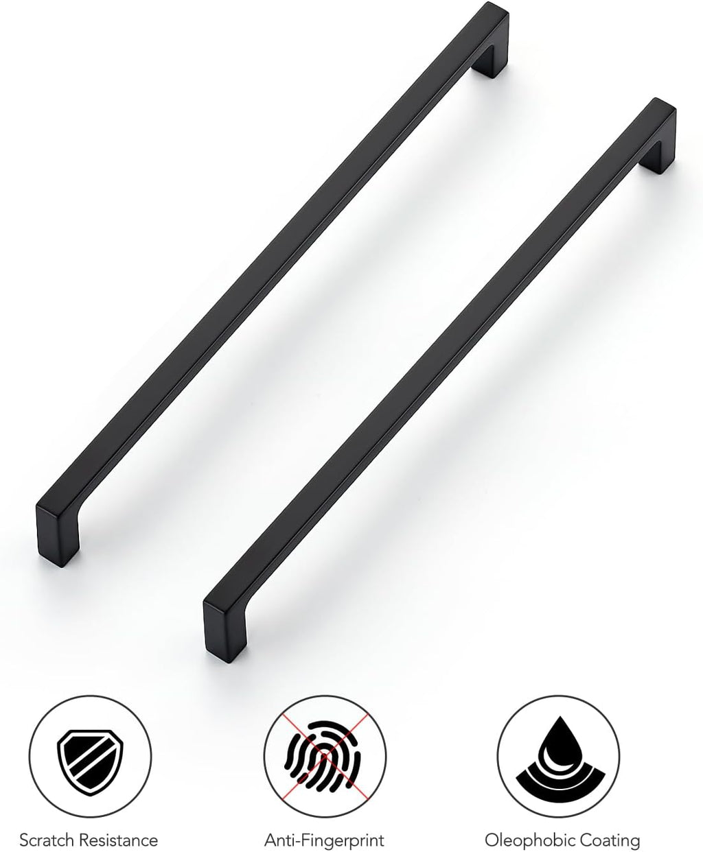 Ravinte 30 Pack 10-inch Hole Centers Matte Black Cabinet Pulls - Solid Zinc Alloy Square Bar Handles for Kitchen Cabinets & Drawers