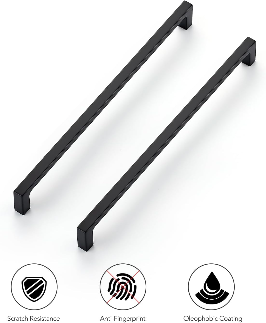 Ravinte 30 Pack 10-inch Hole Centers Matte Black Cabinet Pulls - Solid Zinc Alloy Square Bar Handles for Kitchen Cabinets & Drawers