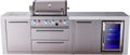 Mont Alpi Premium 107'W x 23'D x 46'H Deluxe Stainless Steel Outdoor Kitchen Island with Refrigerator + 32'W 4-Burner BBQ Gas Grill + Granite Countertops + Storage Cabinets + Rotisserie Kit + Cover