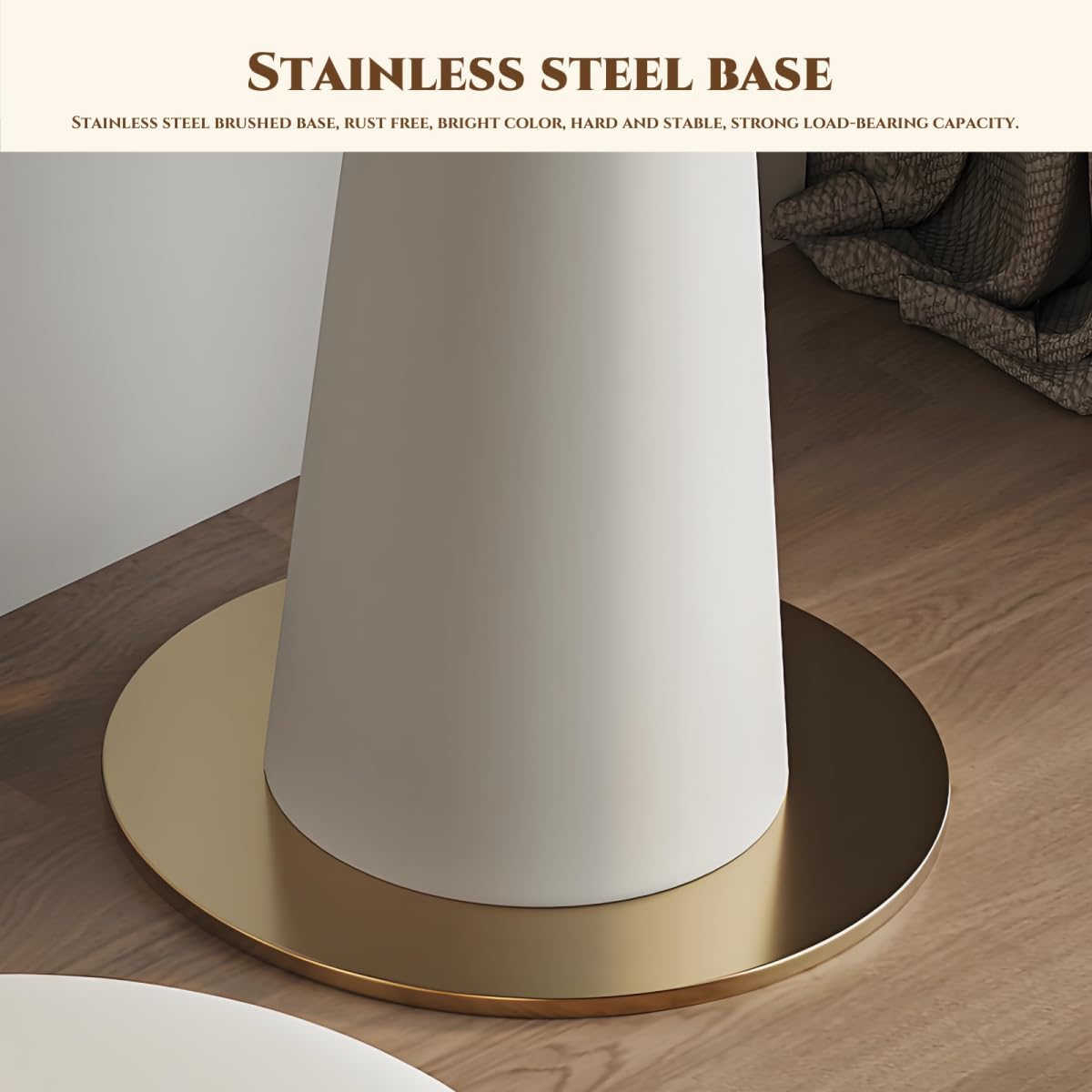Leather Vanity Set - Solid Wood Makeup Vanity with Rock Slab Countertop, 4 Drawers, Modern Dressing Table Include LED Lights Mirror & Stool, Stainless Steel Base for Bedroom (Beige,39.37'')