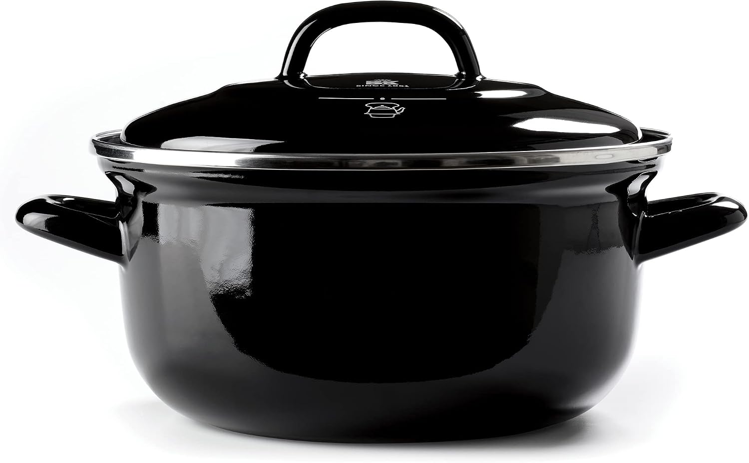 BK Indigo Dutch Heritage Round German Enamelled Casserole with Lid with PFAS-Free Ceramic Non-Stick Coating, 22 cm/3.3 Litre, Induction, Dishwasher Safe, Oven Safe, Black