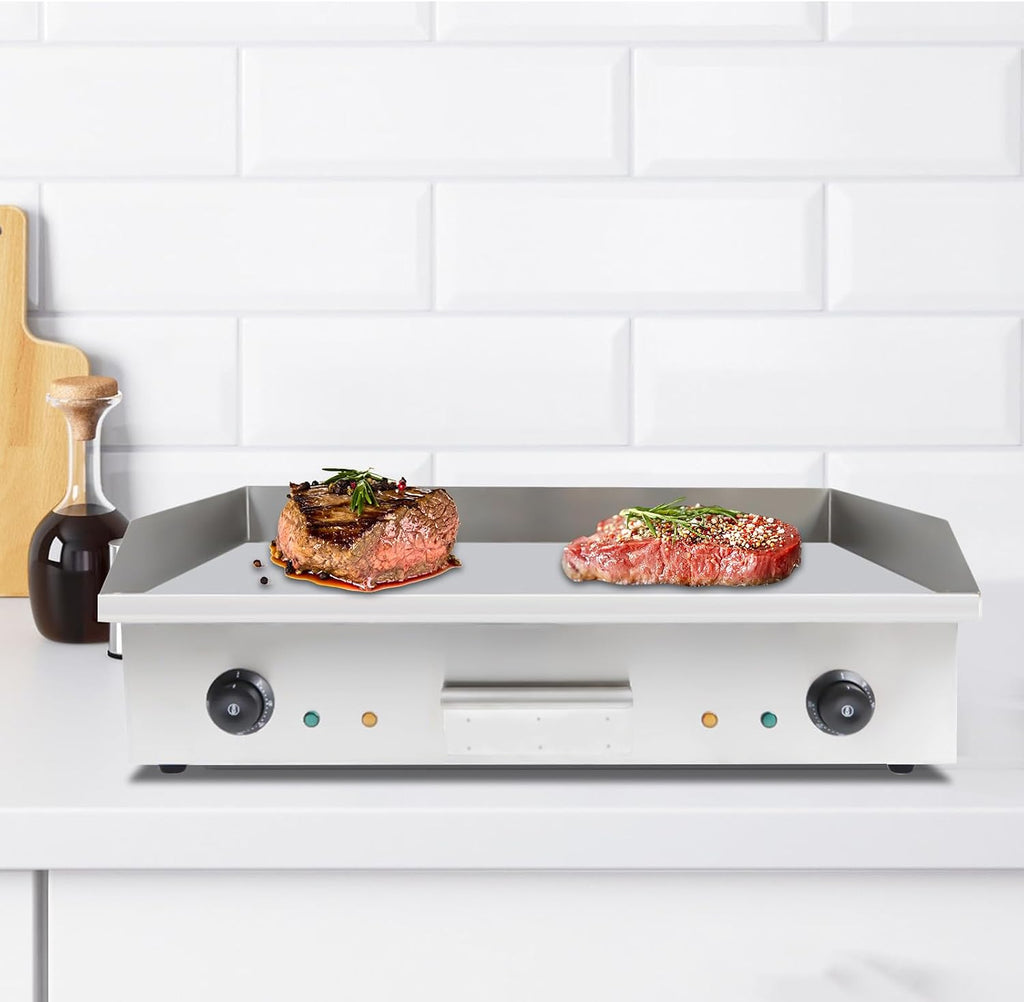 29' Commercial Electric Griddle, Double Control Electric Griddle Cooktop, 572F Max Temperature, Non-Stick Outdoor Flat Top Grill for Kitchen Restaurant