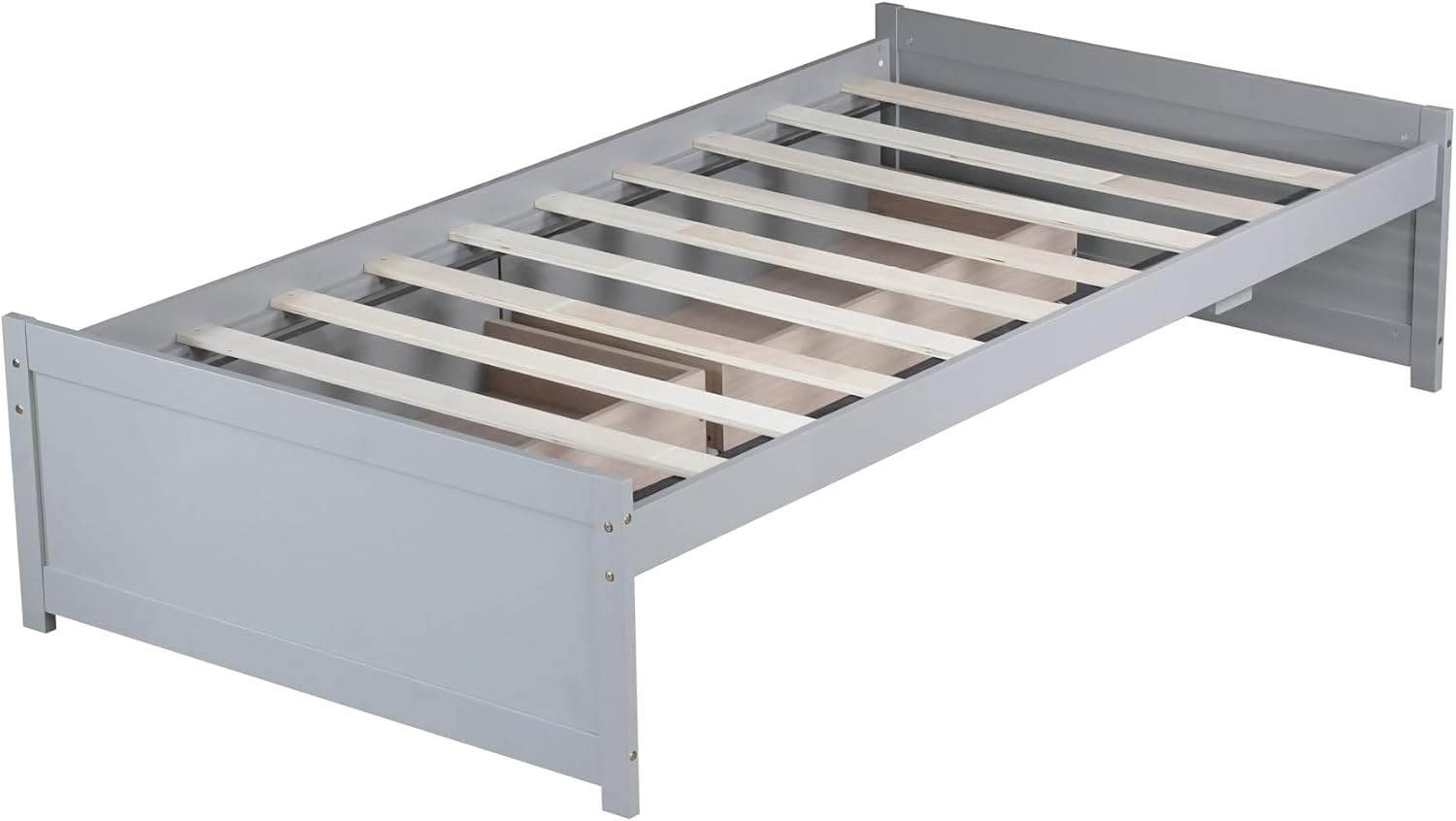 Bellemave Twin Kids Bed with Storage 2 Drawers, Wood Twin Daybed with Storage, BedFrames for Kids, Adults, Gray