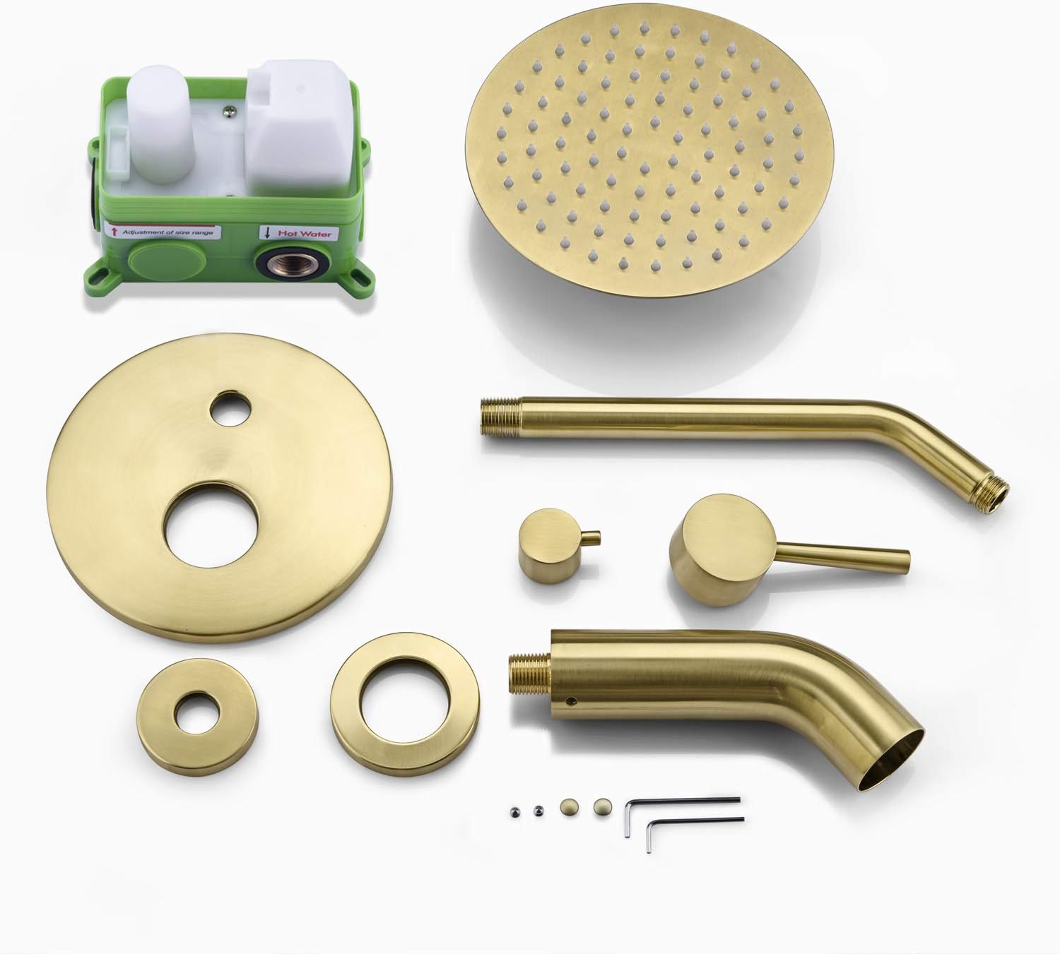 sumerain Shower and Tub Faucet Set Brushed Gold Rain Shower Faucet with Tub Spout, 8' Shower Head, High Flow