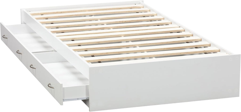 OS Home and Office Furniture Twin Sized White Mates Bed with Two Drawers