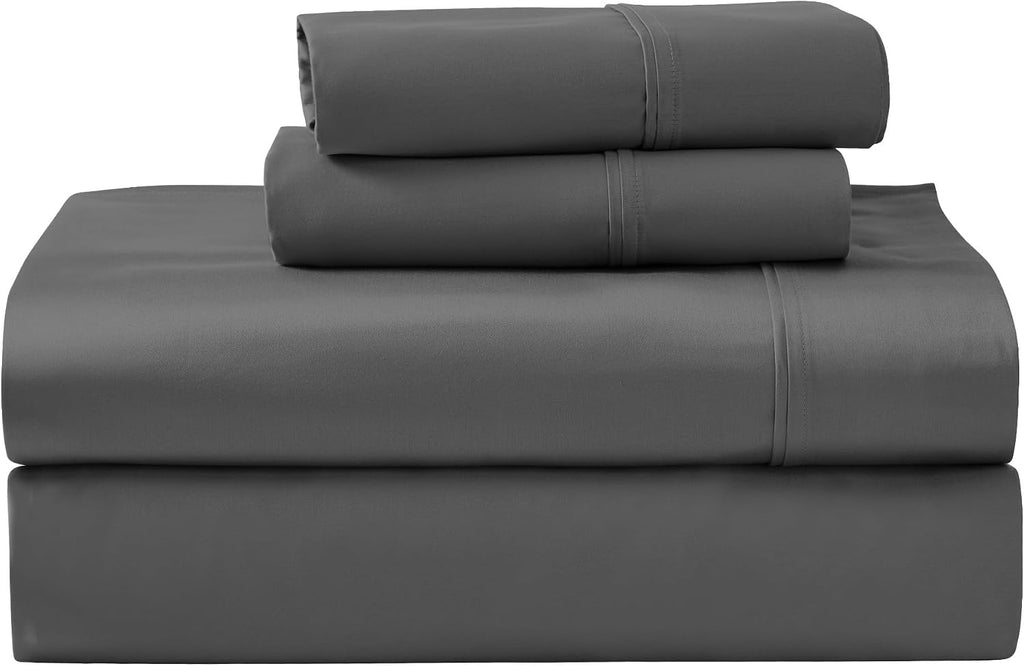 Superior 1200 Thread Count Egyptian Cotton Sheet Set, Bedroom Sheets, Modern Home Essentials, Luxury Bedding, 1 Elastic Deep Pocket Fitted Bed Sheet, 1 Flat Sheet, 2 Pillowcases, King, Charcoal