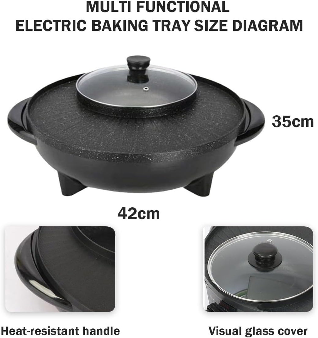 Electric Flat Top Grill, Electric Griddle, Flattop Grills Indoor Safely Washable, Suitable for Frying Grilling Stir Frying(Black,42 * 35 * 17)
