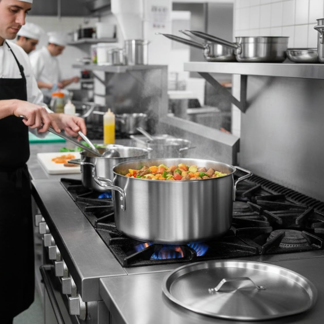 TrueCraftware- 8 Qt. Aluminum Brazier Pot with Cover 6mm Thickness- Heavy Weight Cookware Braiser Pan Braising Pan Perfect Roasting Baking Sauteing Searing and Pan Frying Mirror-Finished