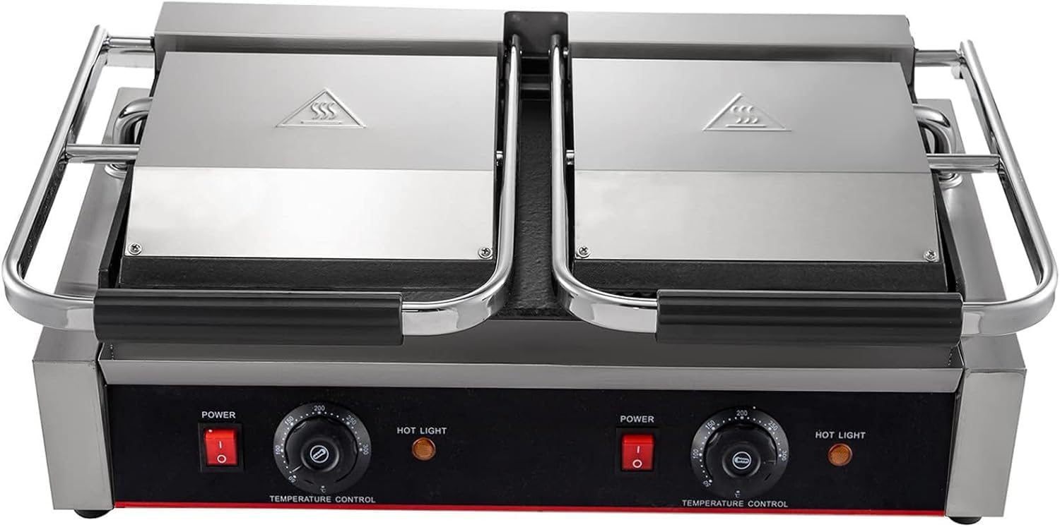 Commercial Electric Griddle Stainless Steel Grill BBQ, Countertop Hotplate Flat Top Kitchen Grill, Business Catering BBQ Steak Bacon Fryer Pans