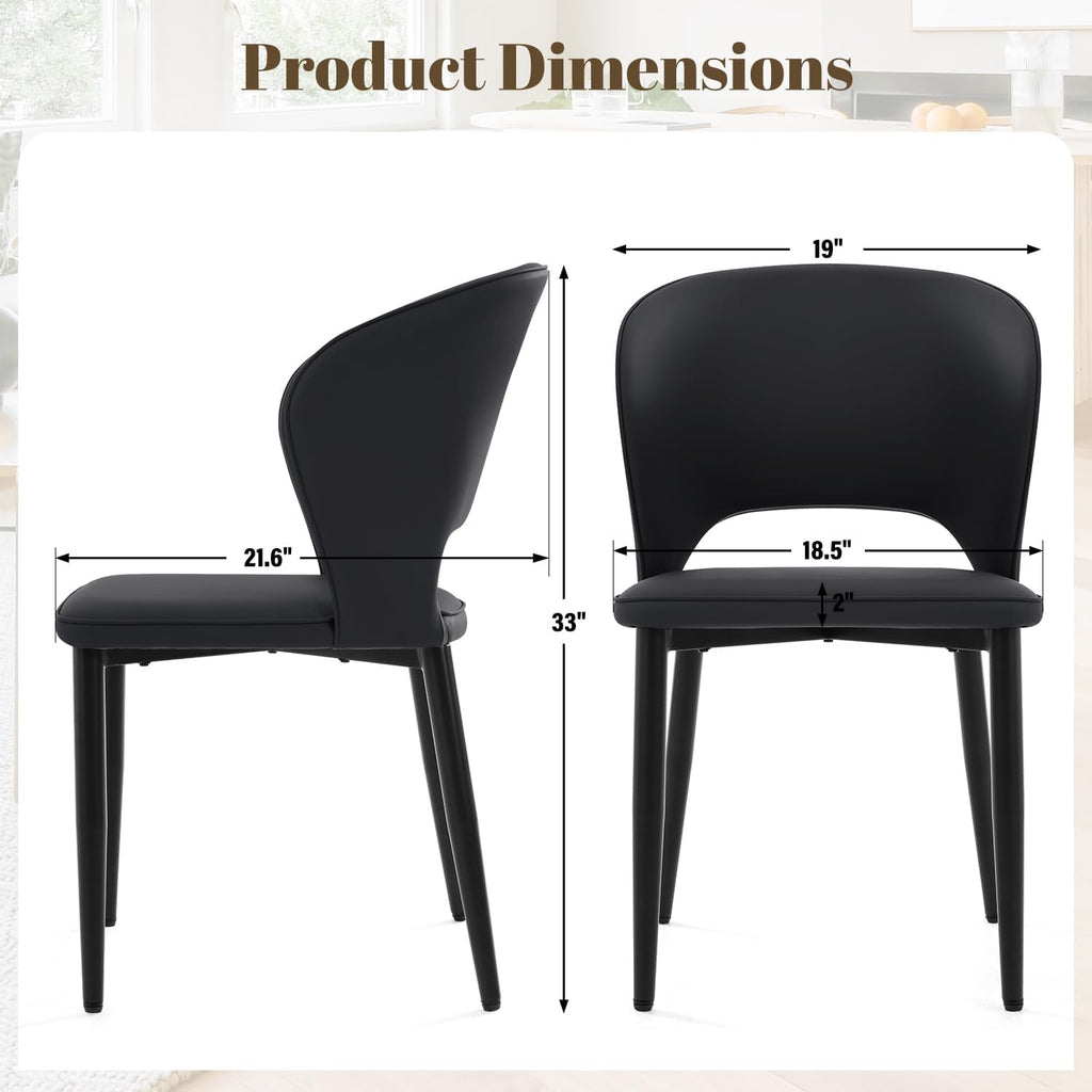 Homcosan Dining Chairs Set of 2, Modern Kitchen Chairs with Cross Structure & Exquisite Piping Design, Easy Assembly, Faux Leather Dining Room Chairs for Living Room Lounge, Bedroom, Black