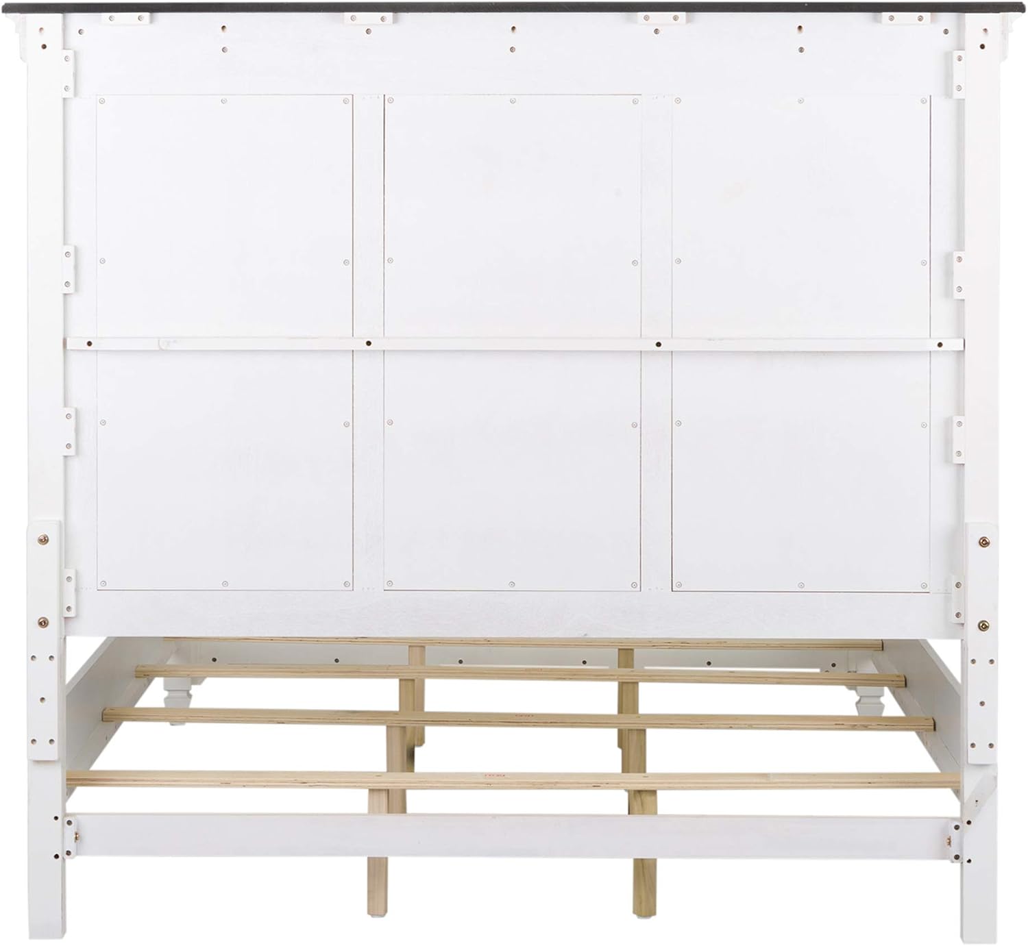 Liberty Furniture Allyson Park California King Panel Bed, Dresser & Mirror, Night Stand Cottage Bedroom Furniture Set - Wirebrushed White w/Charcoal Tops