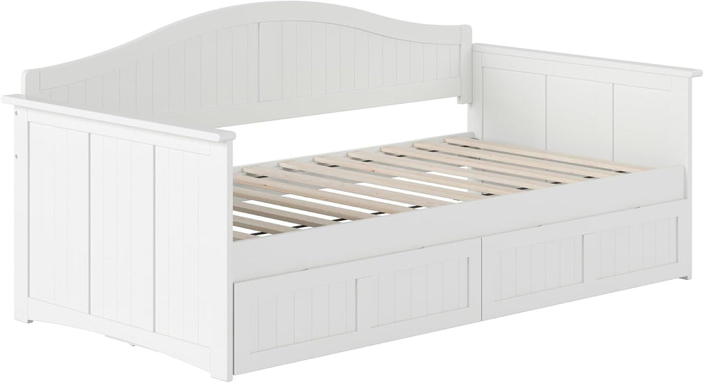 AFI, Nantucket Twin Size Wood Daybed Frame with 2 Storage Drawers, White