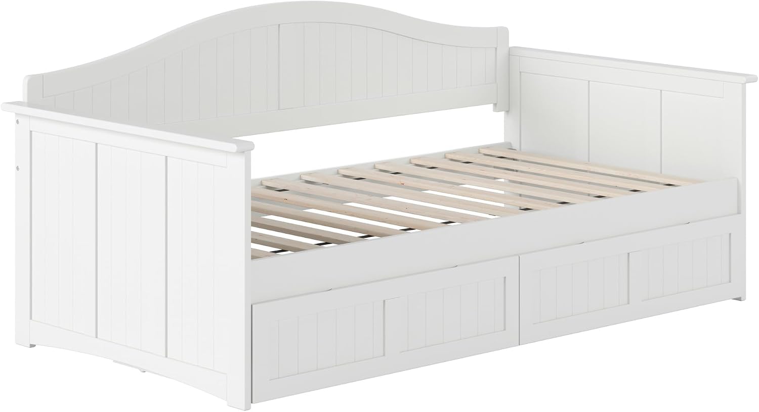AFI, Nantucket Twin Size Wood Daybed Frame with 2 Storage Drawers, White