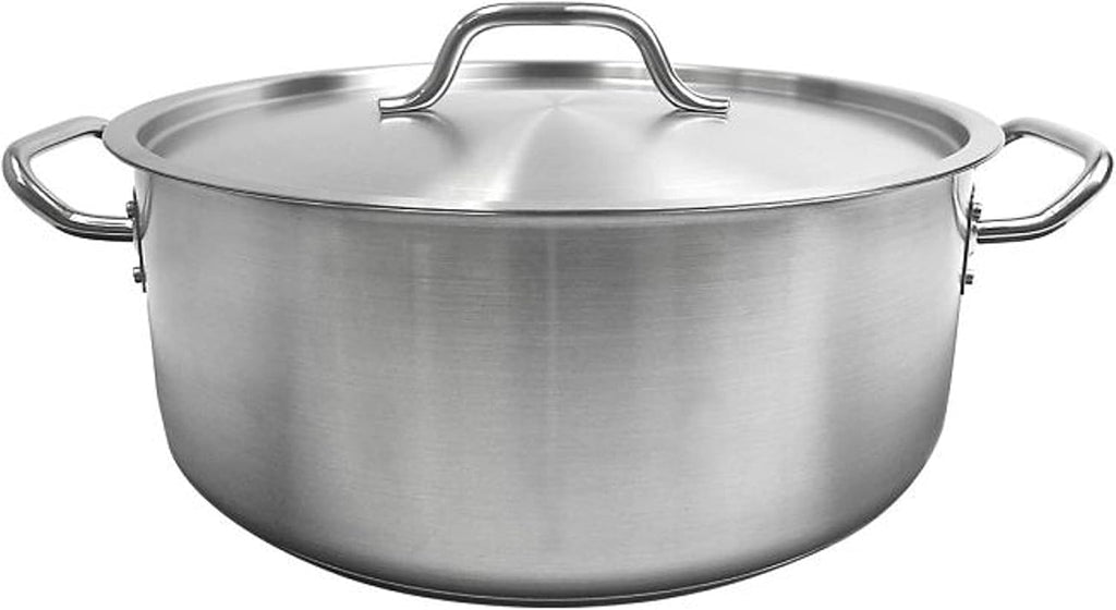 TrueCraftware- 15 Quart Stainless Steel Braiser Pot with Encapsulated Base and Cover- Heavy-Duty Brazier Pot Cookware Braiser for Soup Meat Bread Baking Dishwasher Safe and Oven Safe NSF Certified