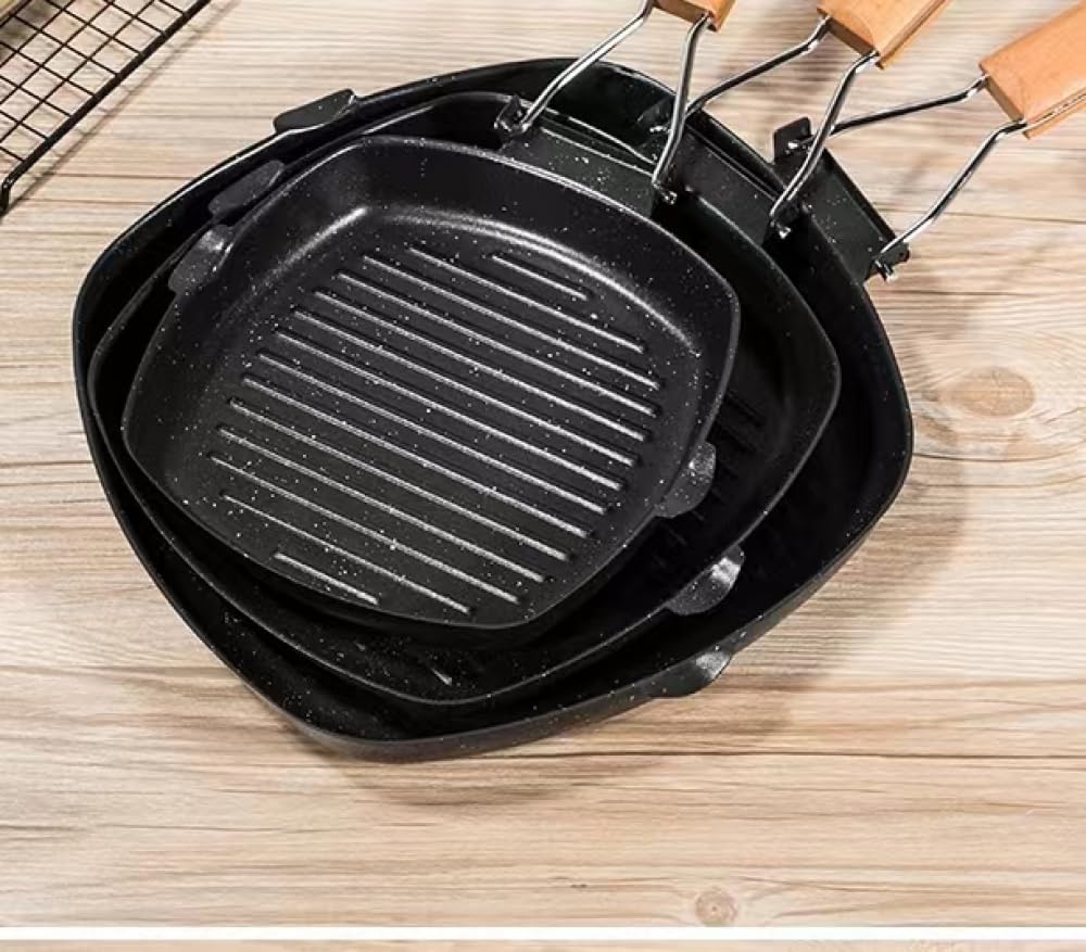 Steak Frying Pan Non-Stick Griddle Pan for Gas Square Grill Pan Cast Iron Square Grill Pan/Fat-Free Fryer Griddle Pans Non-Stick Frying pan, Medical Stone Frying pan, Frying pan-28cm (24 Cm)