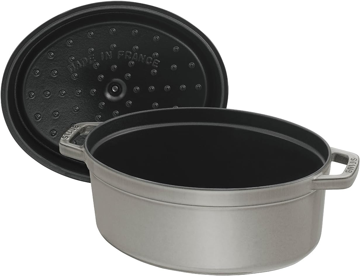 Staub Cast Iron 1-qt Oval Cocotte - Graphite Grey