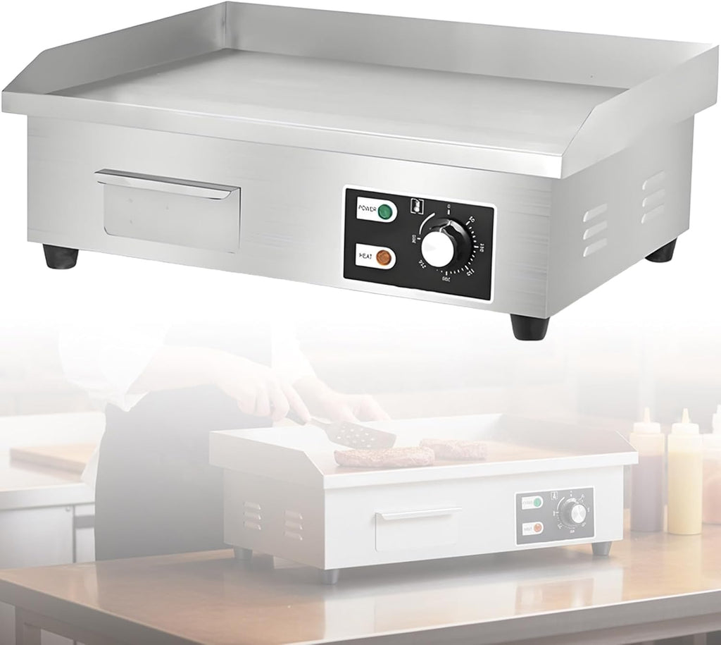 Commercial Electric Griddle, 1600W Countertop Flat Top Griddle, Flat Top Grill Countertop, Fast Heating Up, 4 Foot Pads, for Meat and Pancakes 36 * 38 * 21CM