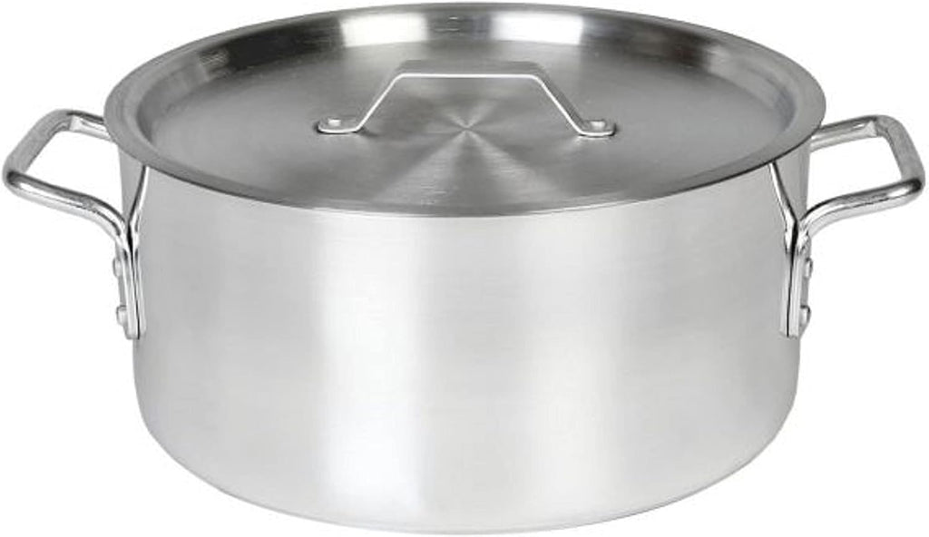 TrueCraftware- 14 qt. Aluminum Brazier Pot with Cover 6mm Thickness- Heavy Weight Cookware Braiser Braising Pan Perfect Roasting Baking Sauteing Searing and Pan Frying Mirror-Finished