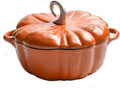Enameled Cast Iron Dutch Oven with Lid Pumpkin Cocotte,Pumpkin Cast Iron Dutch Oven, Enameled Cast Iron Figural Pumpkin Braiser, Non-Stick Crock-Pot Stock Pot, 3-5 Servings, Halloween Thanksgiving,A