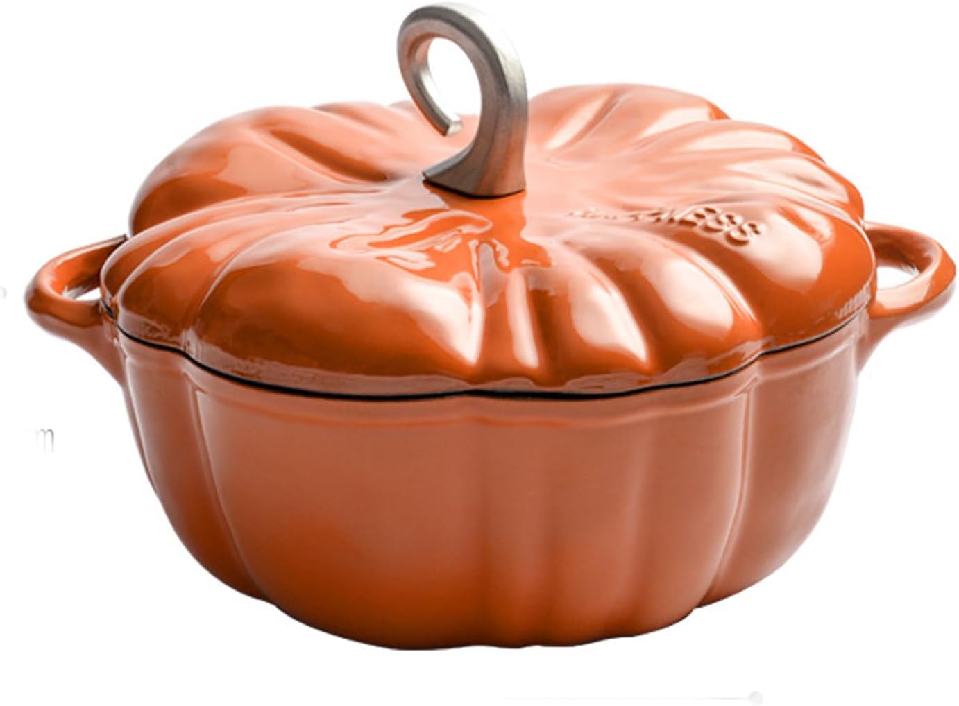 Enameled Cast Iron Dutch Oven with Lid Pumpkin Cocotte,Pumpkin Cast Iron Dutch Oven, Enameled Cast Iron Figural Pumpkin Braiser, Non-Stick Crock-Pot Stock Pot, 3-5 Servings, Halloween Thanksgiving,A