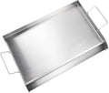 Happybuy 23.5'x16' Stainless Steel Stove Top Griddle, Pre-Seasoned Non-Stick Double Burner Pan with Handles & Oil Groove for BBQ, Gas Grills, Silver