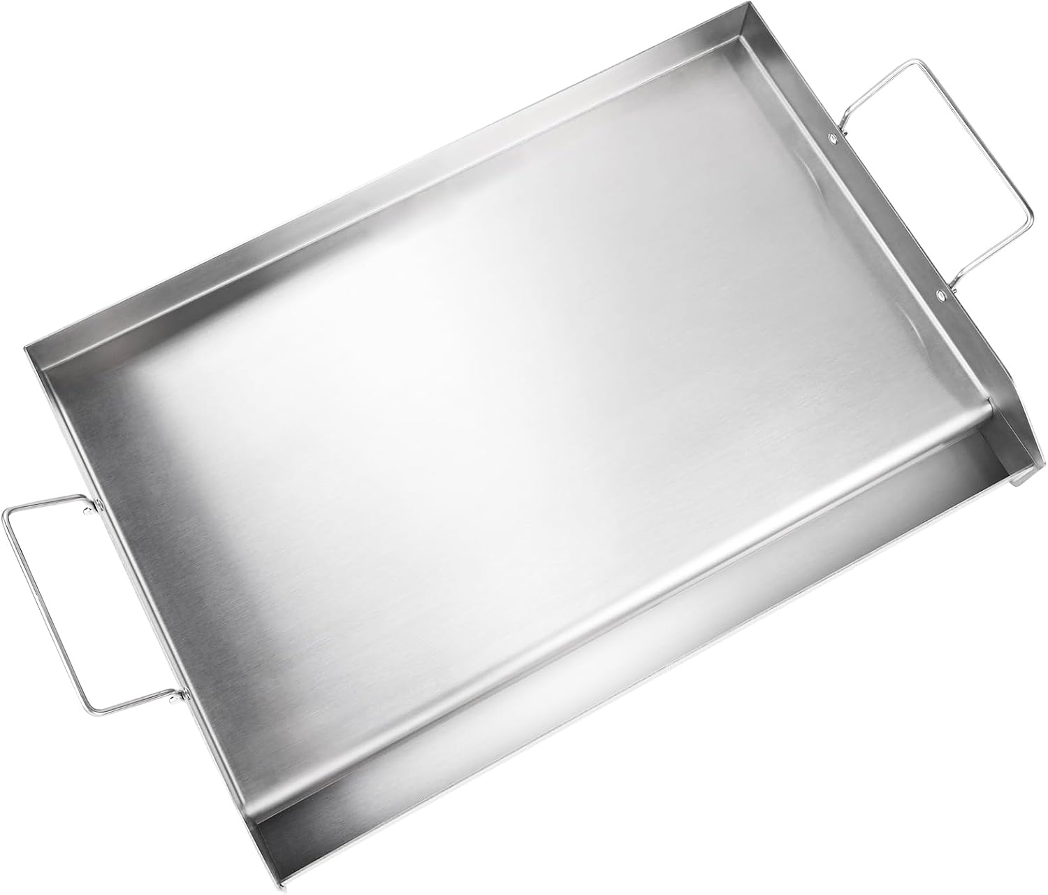 Happybuy 23.5'x16' Stainless Steel Stove Top Griddle, Pre-Seasoned Non-Stick Double Burner Pan with Handles & Oil Groove for BBQ, Gas Grills, Silver