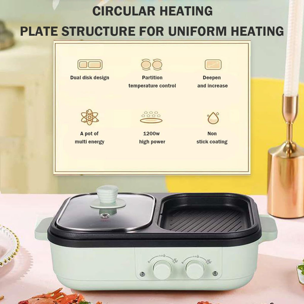 Electric Flat Top Grill, Electric Griddle, Flattop Grills Indoor Safely Washable, Suitable for Frying Grilling Stir Frying(Green,35.5 * 25 * 9.8)