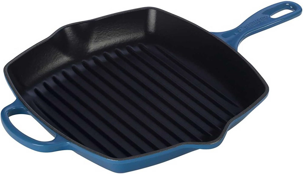 Le Creuset Enameled Cast Iron Signature Square Skillet Grill, 10.25', Marseille