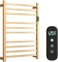 Luxury Heated Towel Rack for Bathroom, Wall Mounted Electric Towel Warmer Racks with Timer & Temperature Multi-Level Adjustable, 10 Bars Stainless Steel Towel Heater for Bathroom (Brushed Gold)