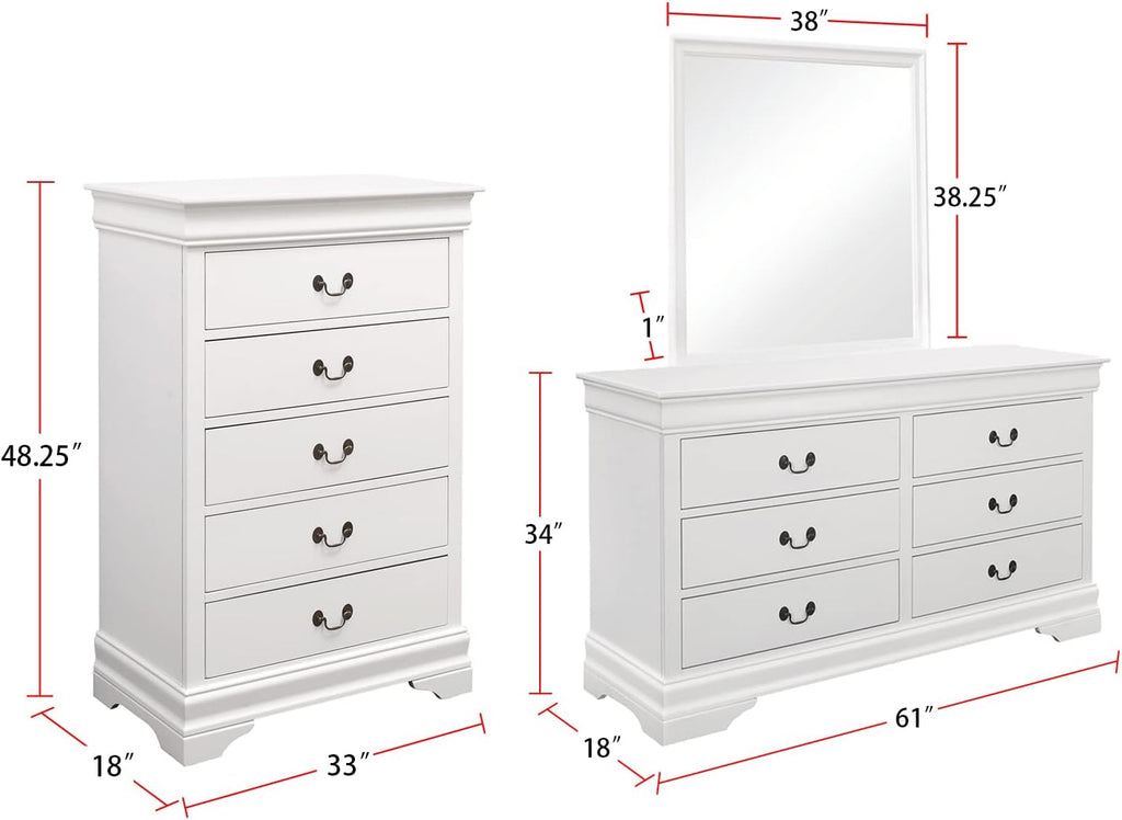 Coaster Louis Philippe Full Bed 5-Piece Set, White