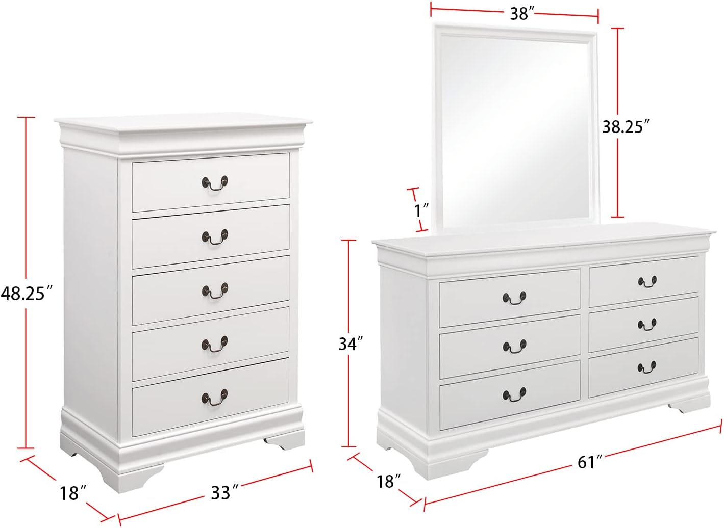 Coaster Louis Philippe Full Bed 5-Piece Set, White