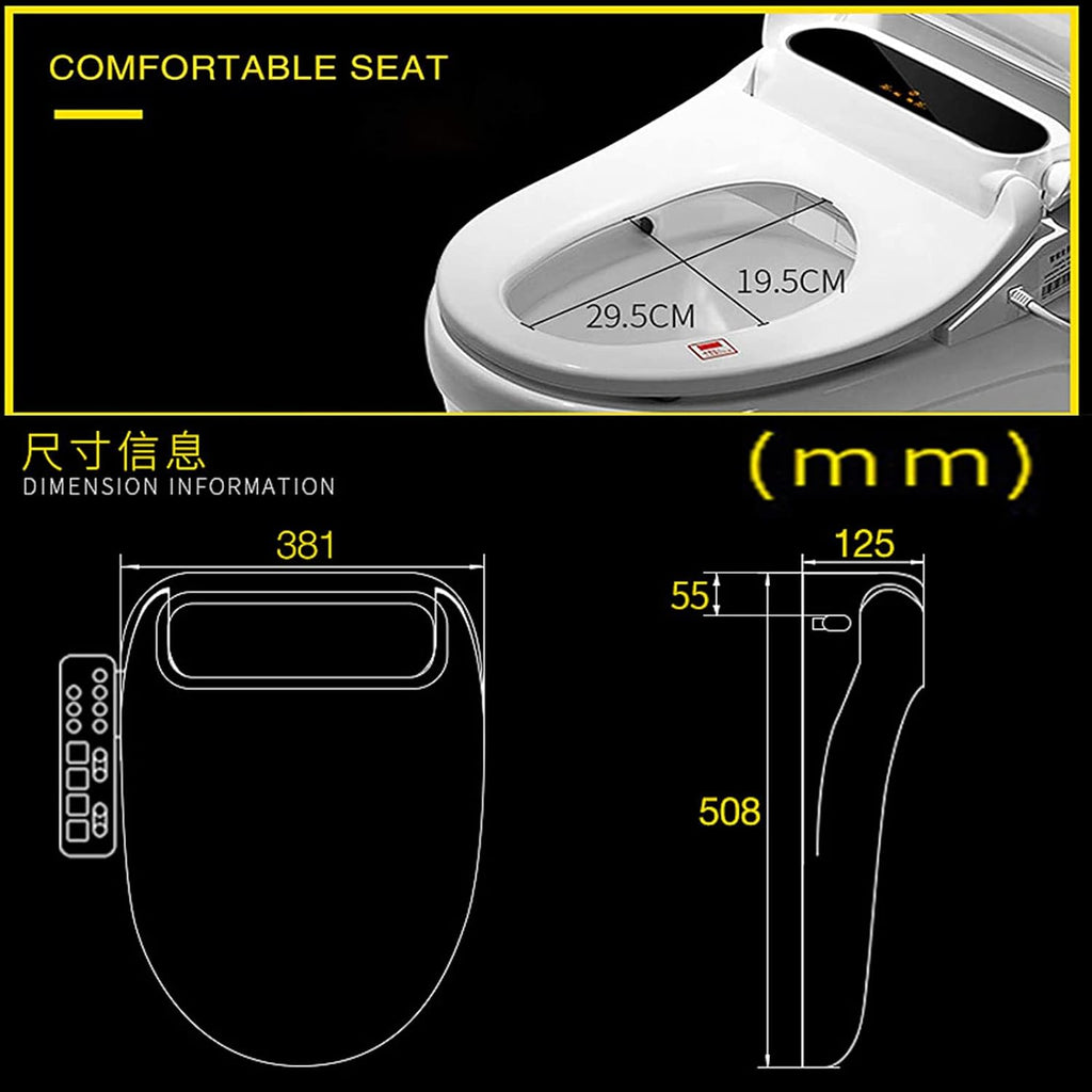 Generic Toilet seat Soft Close Toilet seat Electric Bidet Toilet Seat, Intelligent Toilet Heated Seat, WC Toilet Bidet Cover, Self Cleaning Nozzle, LED Display, WC Toilet Bidet Cover Toilet Seat Lid