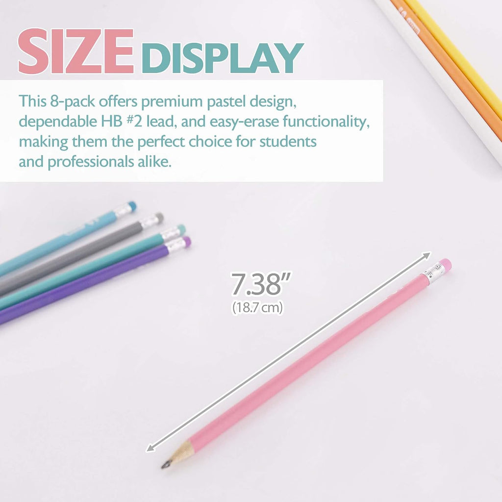 BAZIC PRODUCTS Pastel Pencils 144 Packs (1152 Pcs), Assorted Colors Wood-Cased #2 HB Pencil Cute Pencil with Eraser Bulk for Classroom Teacher Supplies