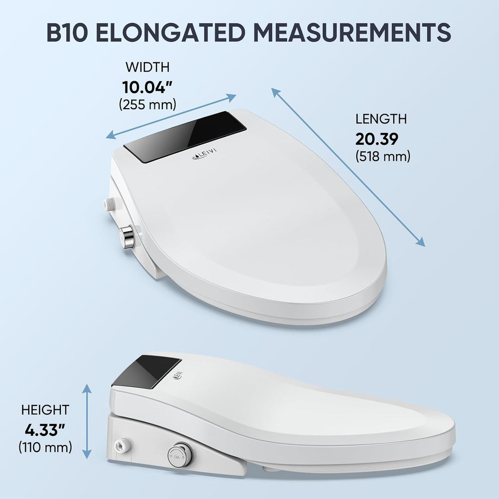 LEIVI Electric Bidet Toilet Seat with Auto Open & Close Lid, Digital LED Display, Heated Seat, Night Light, Bidet with Warm Water and Dryer, Elongated